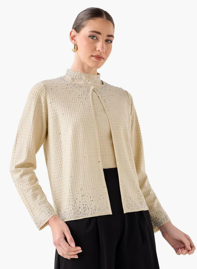 Iconic Iconic Embellished Round Neck Shrug